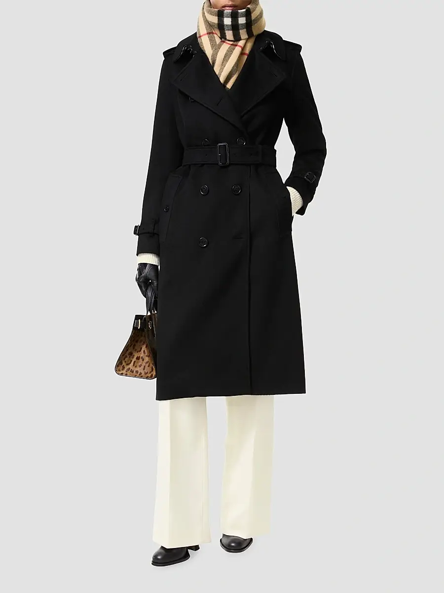 Burberry Women's Kensington Cashmere Long Trench Coat | Thumbnail 4 Burberry Women's Kensington Cashmere Long Trench Coat | Thumbnail 4