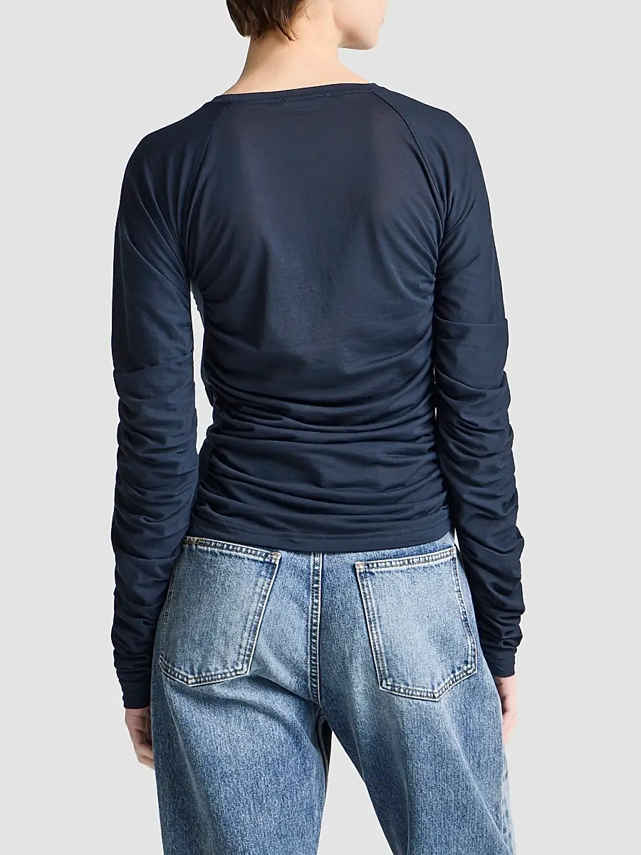JW Anderson Women's Ruched Cotton-Blend Jersey Top | Thumbnail 3