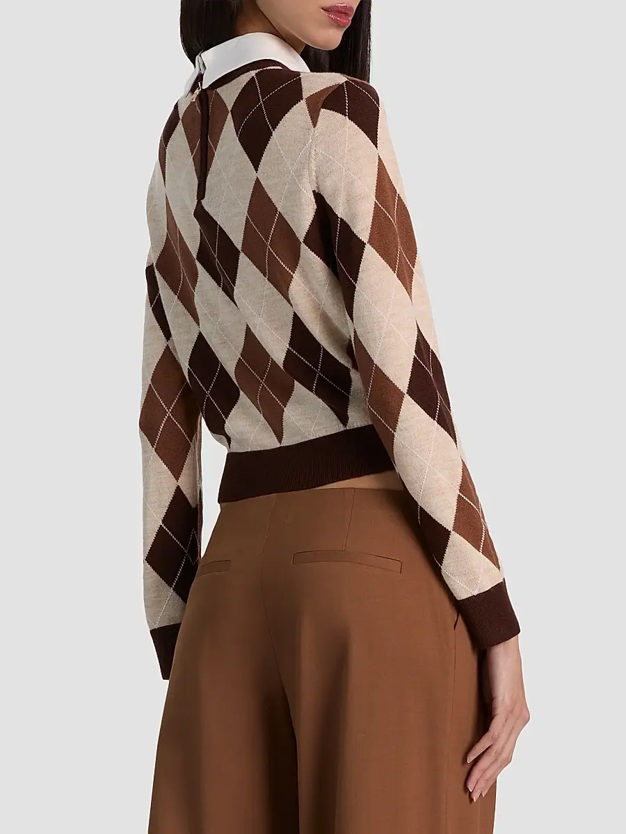 Alice + Olivia Women's Carolann Argyle Wool Pullover Sweater | Thumbnail 3