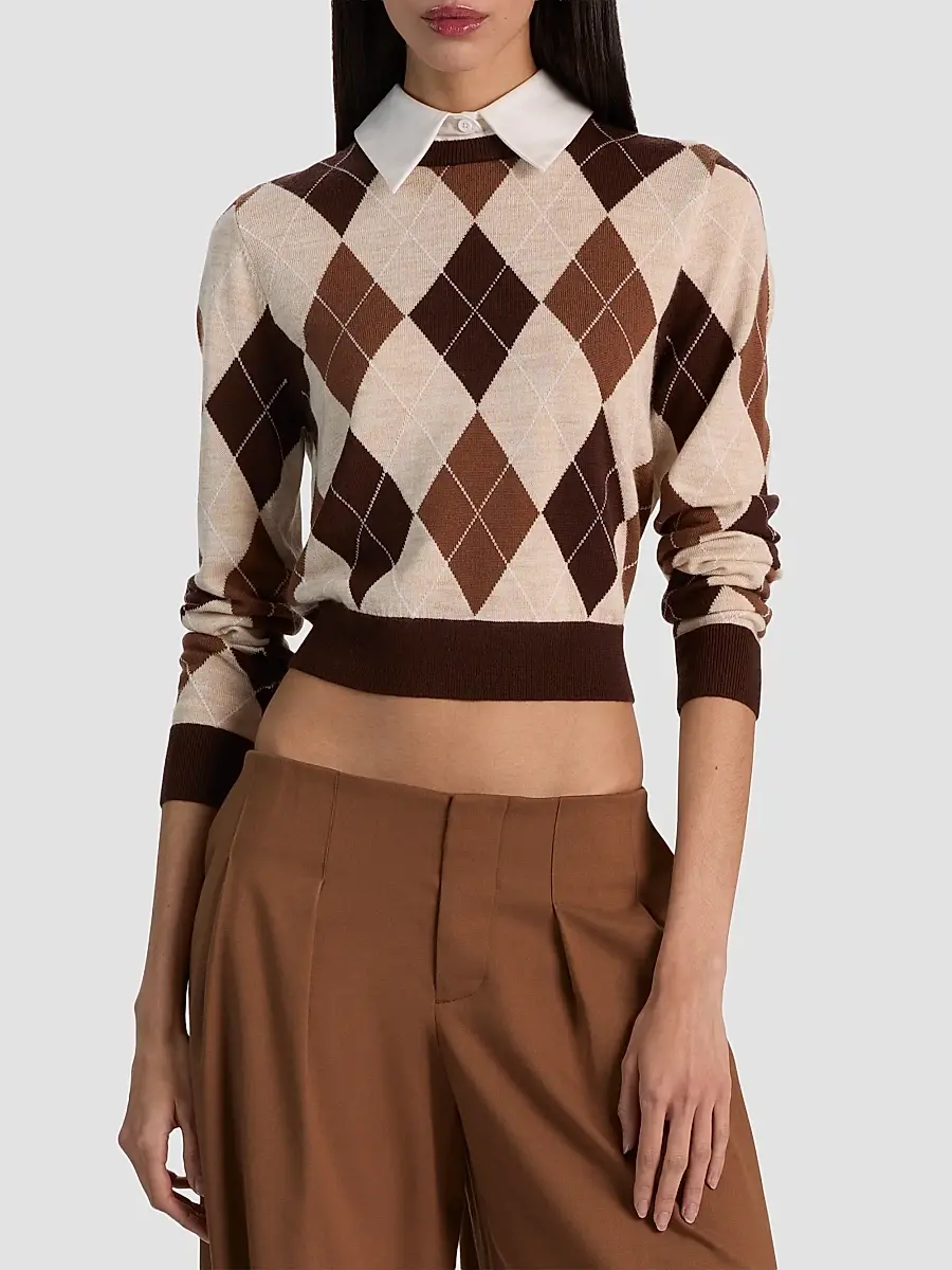 Alice + Olivia Women's Carolann Argyle Wool Pullover Sweater | Thumbnail 4