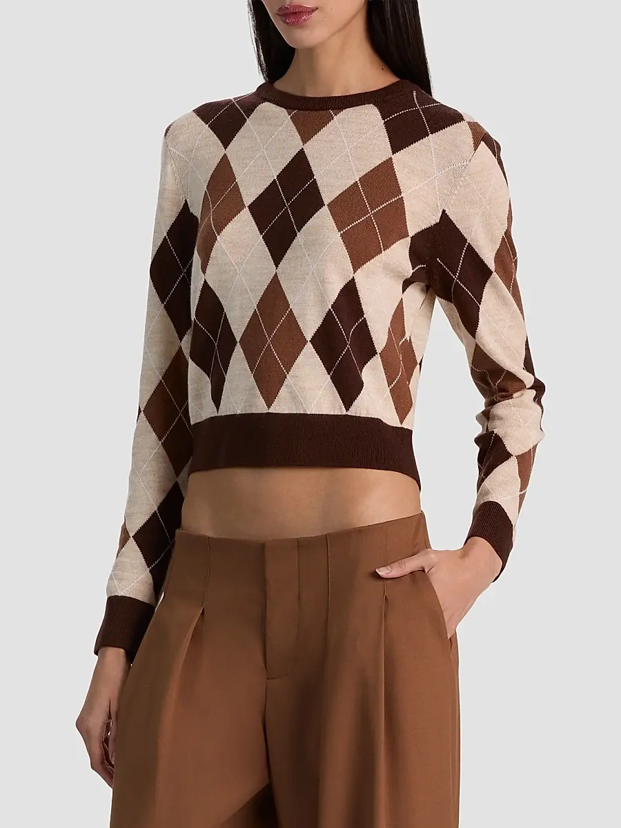 Alice + Olivia Women's Carolann Argyle Wool Pullover Sweater | Thumbnail 5