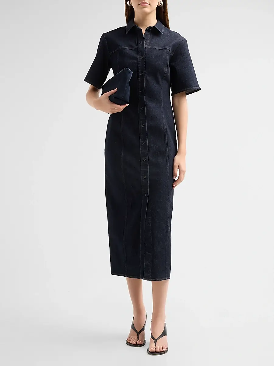 rag & bone Women's Lenna Stretch-Denim Midi Shirtdress | Thumbnail 2 rag & bone Women's Lenna Stretch-Denim Midi Shirtdress | Thumbnail 2