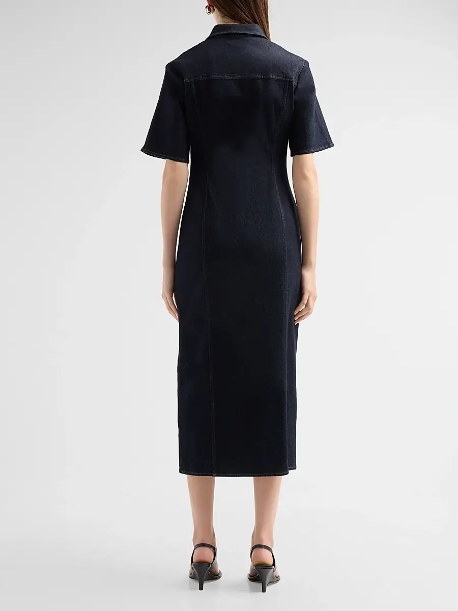 rag & bone Women's Lenna Stretch-Denim Midi Shirtdress | Thumbnail 3 rag & bone Women's Lenna Stretch-Denim Midi Shirtdress | Thumbnail 3