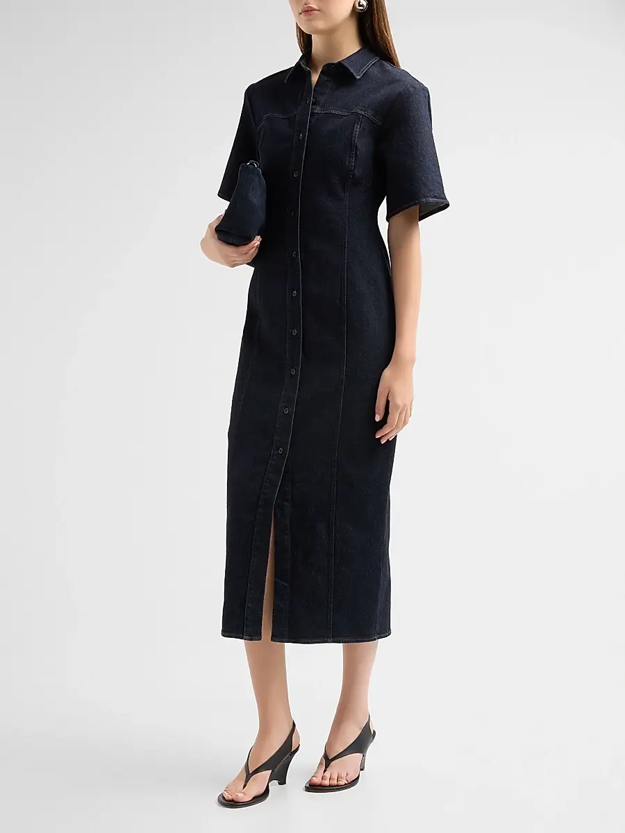 rag & bone Women's Lenna Stretch-Denim Midi Shirtdress | Thumbnail 4 rag & bone Women's Lenna Stretch-Denim Midi Shirtdress | Thumbnail 4