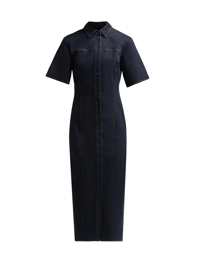 rag & bone Women's Lenna Stretch-Denim Midi Shirtdress