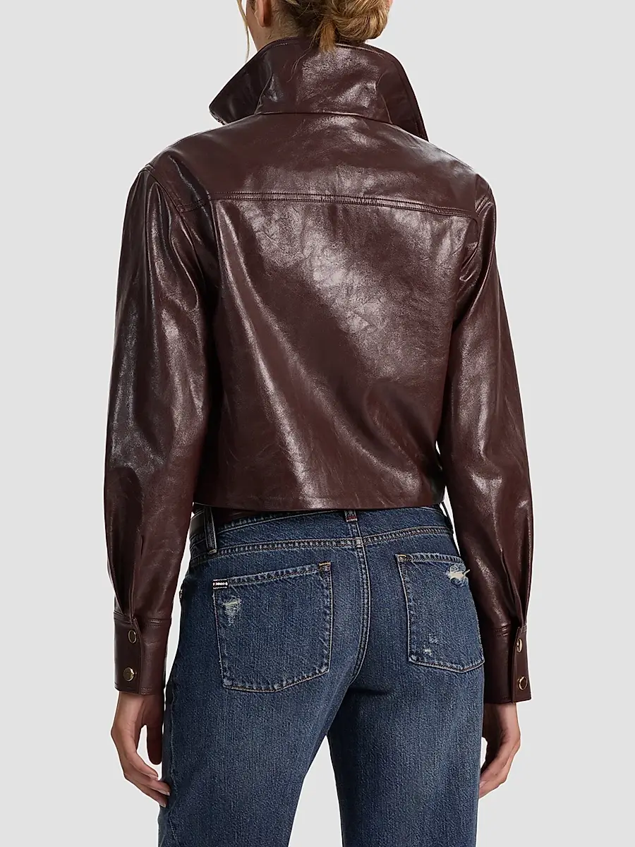 Alice + Olivia Women's James Faux-Leather Cropped Parka | Thumbnail 2