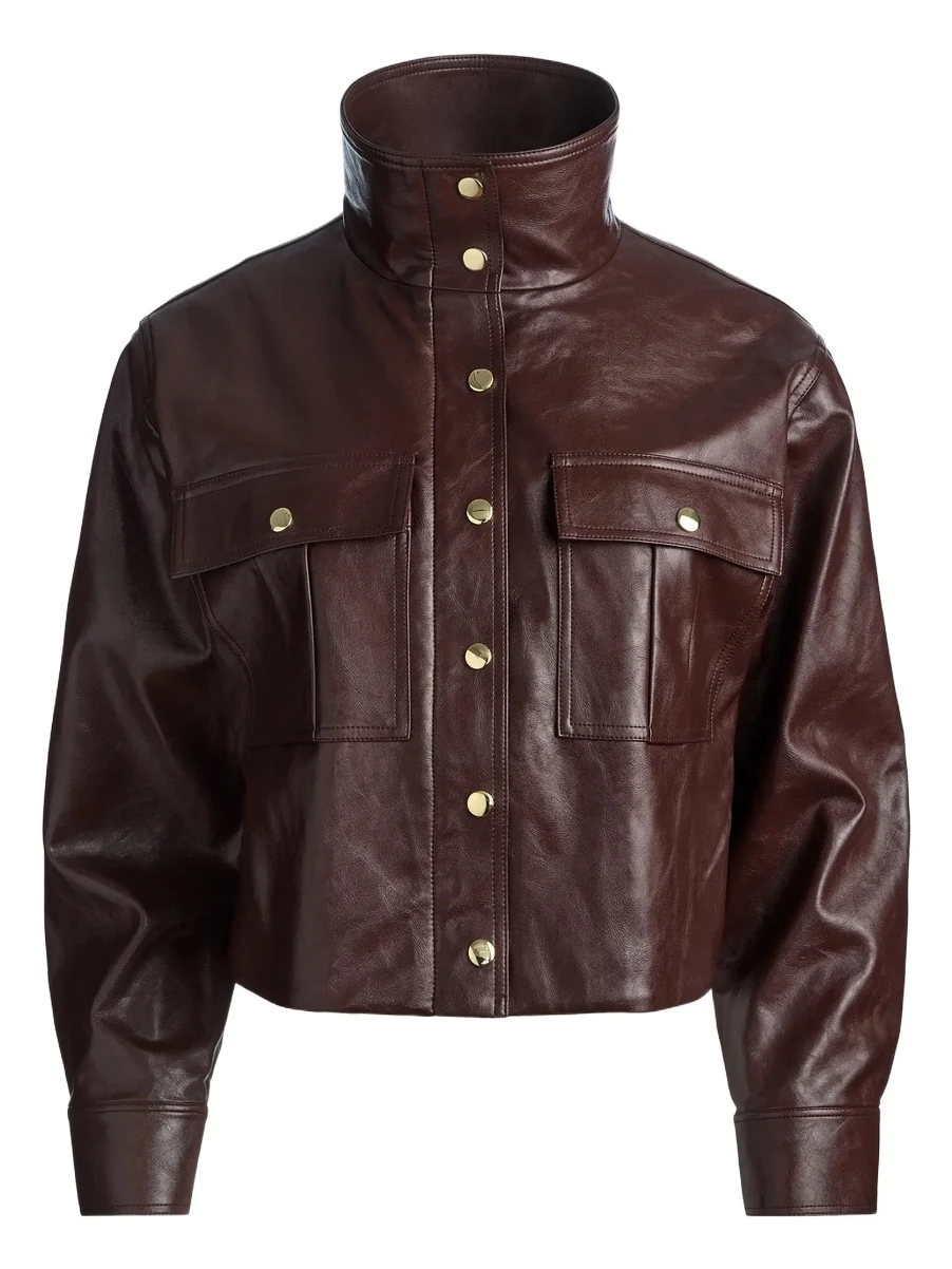 Women's James Faux-Leather Cropped Parka