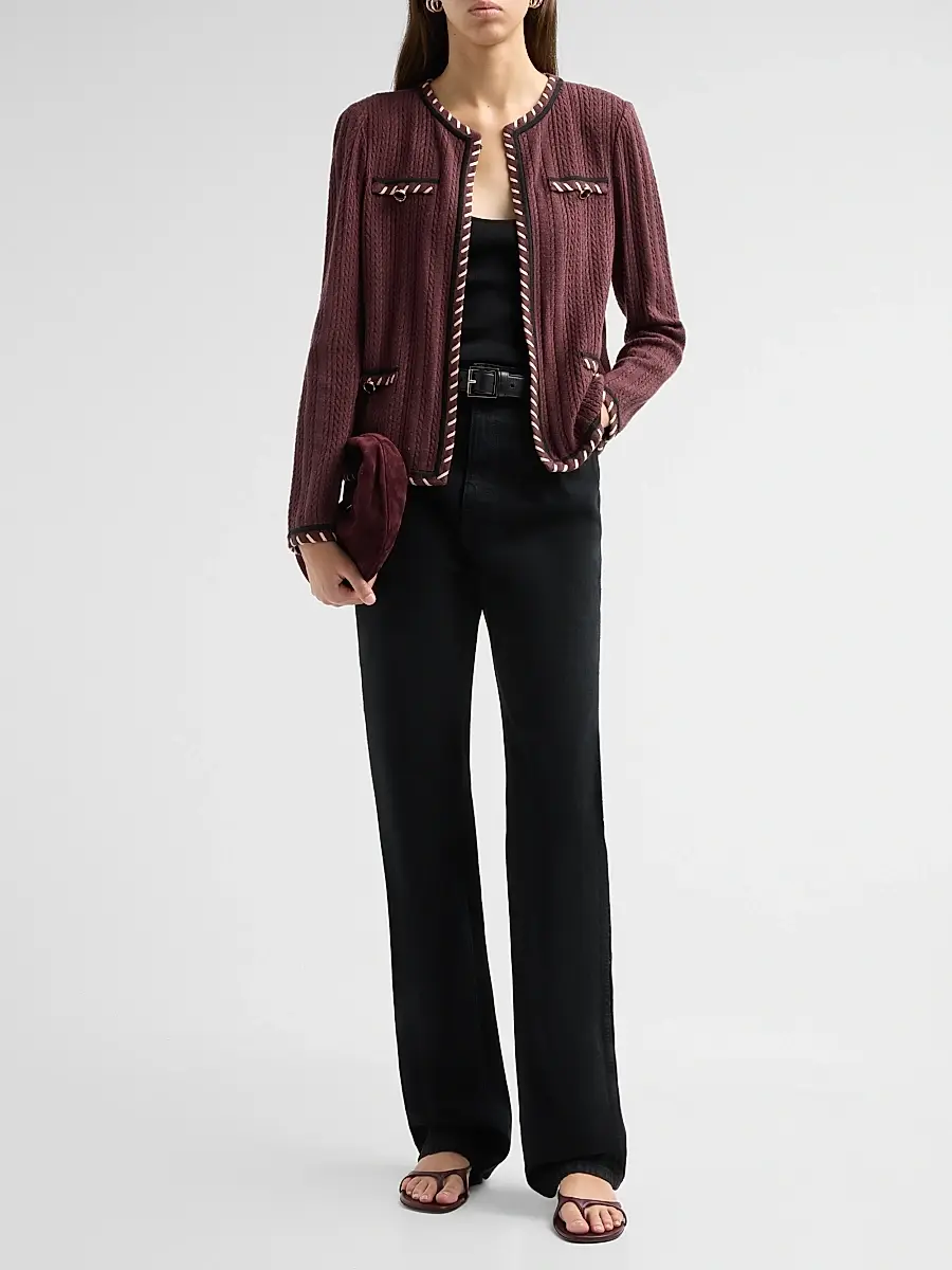 Misook Women's Heritage Whipstich Cable-Knit Jacket | Thumbnail 2 Misook Women's Heritage Whipstich Cable-Knit Jacket | Thumbnail 2