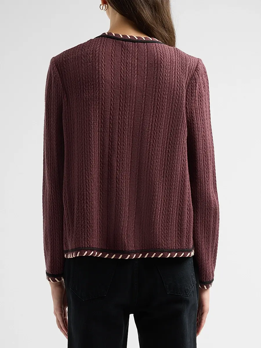 Misook Women's Heritage Whipstich Cable-Knit Jacket | Thumbnail 3 Misook Women's Heritage Whipstich Cable-Knit Jacket | Thumbnail 3