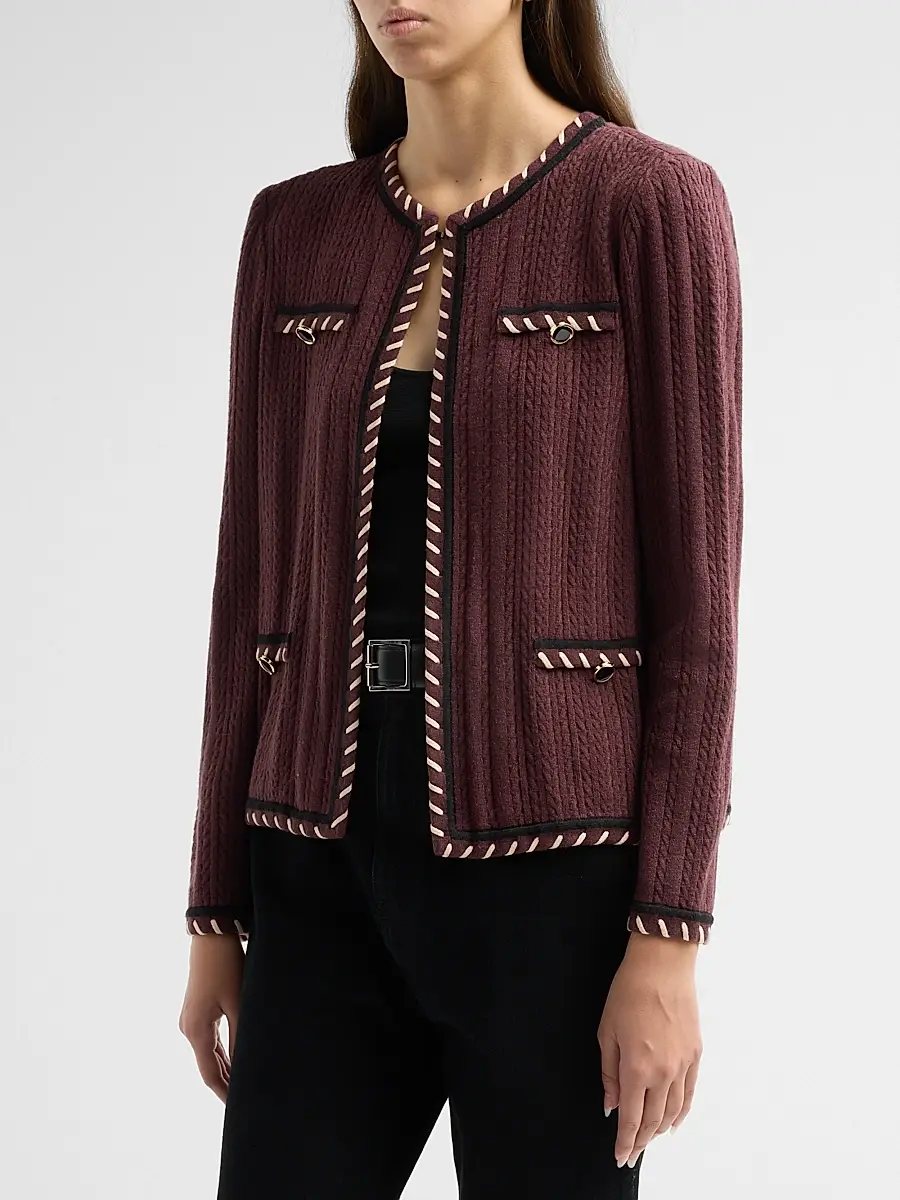 Misook Women's Heritage Whipstich Cable-Knit Jacket | Thumbnail 4 Misook Women's Heritage Whipstich Cable-Knit Jacket | Thumbnail 4