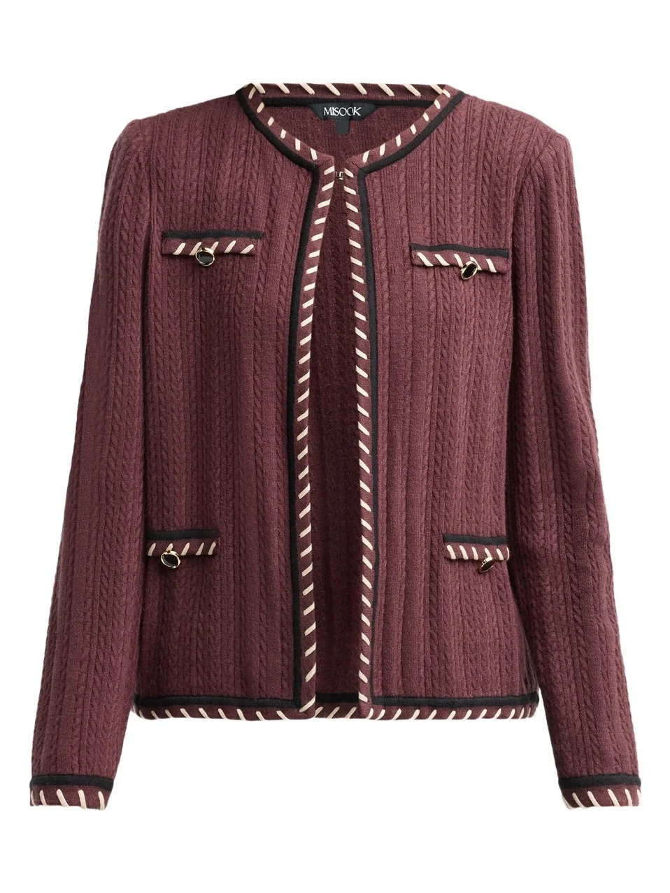 Misook Women's Heritage Whipstich Cable-Knit Jacket