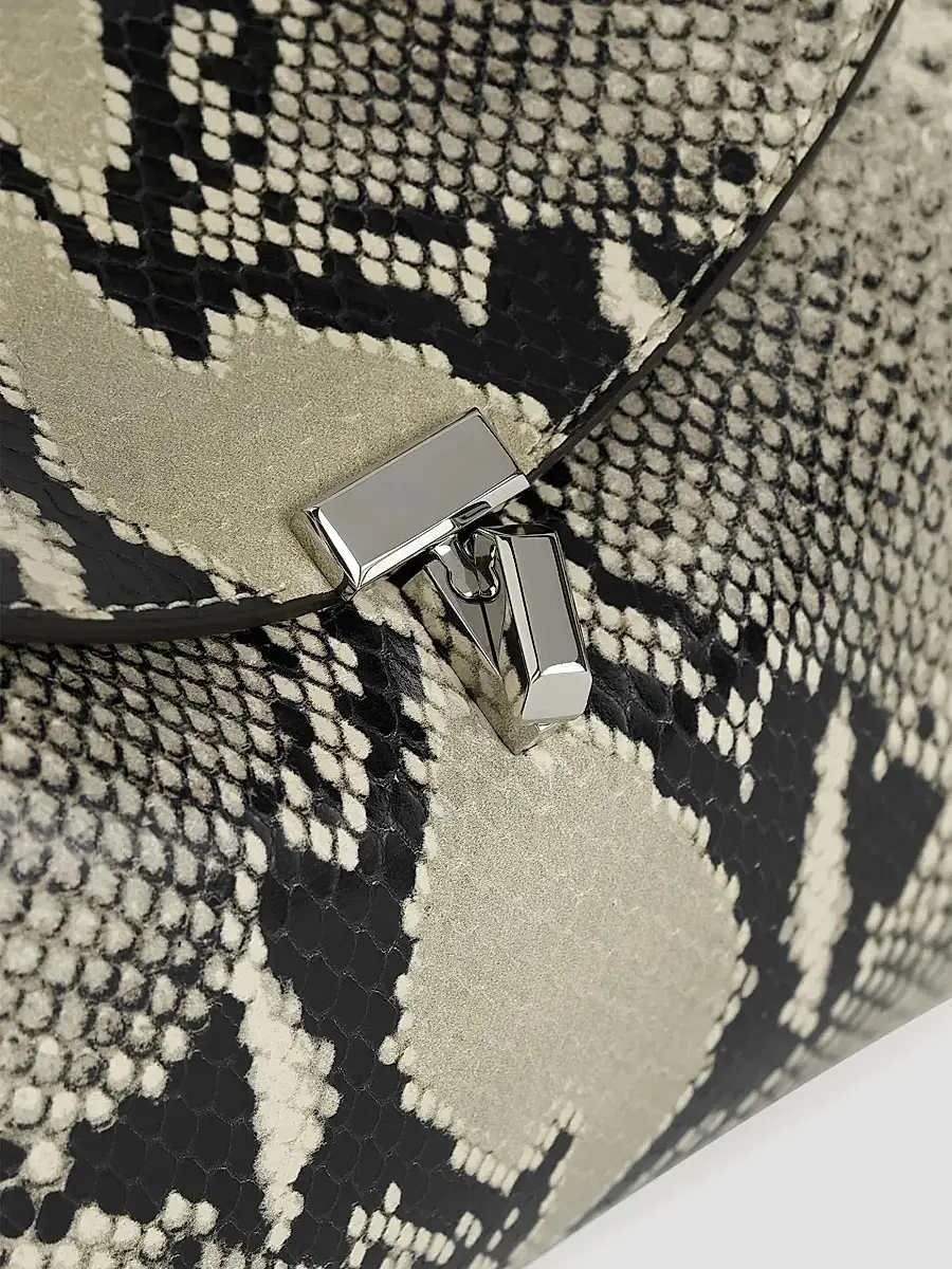 TOTEME Women's T-Lock Python-Embossed Clutch | Thumbnail 4