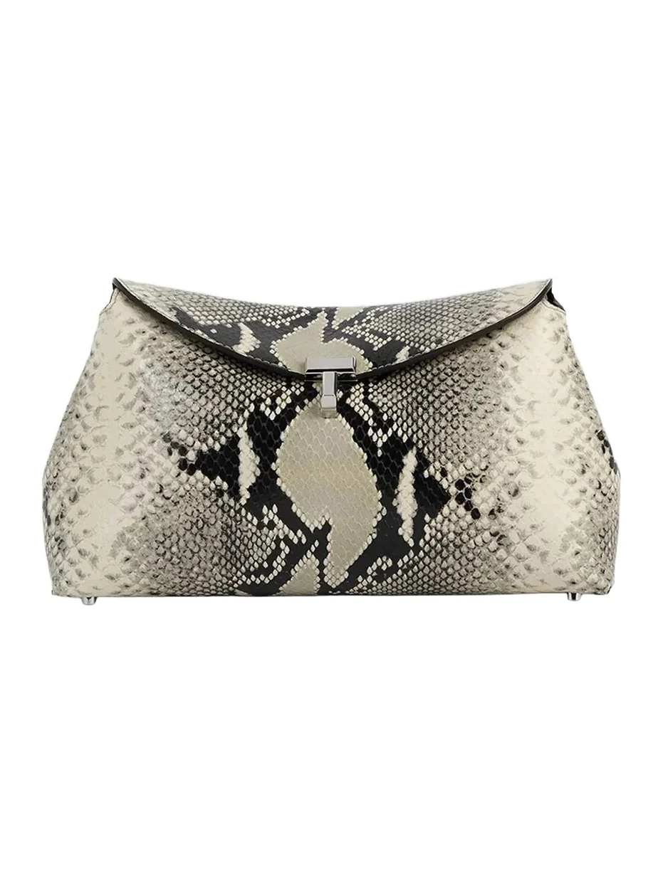 TOTEME Women's T-Lock Python-Embossed Clutch
