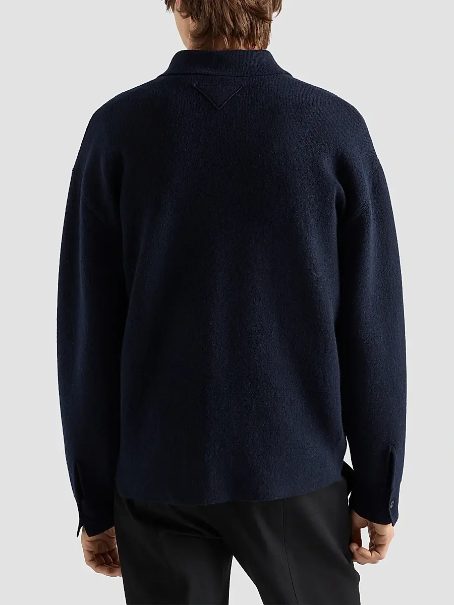 Prada Men's Cashmere Polo Shirt | Thumbnail 4 Prada Men's Cashmere Polo Shirt | Thumbnail 4