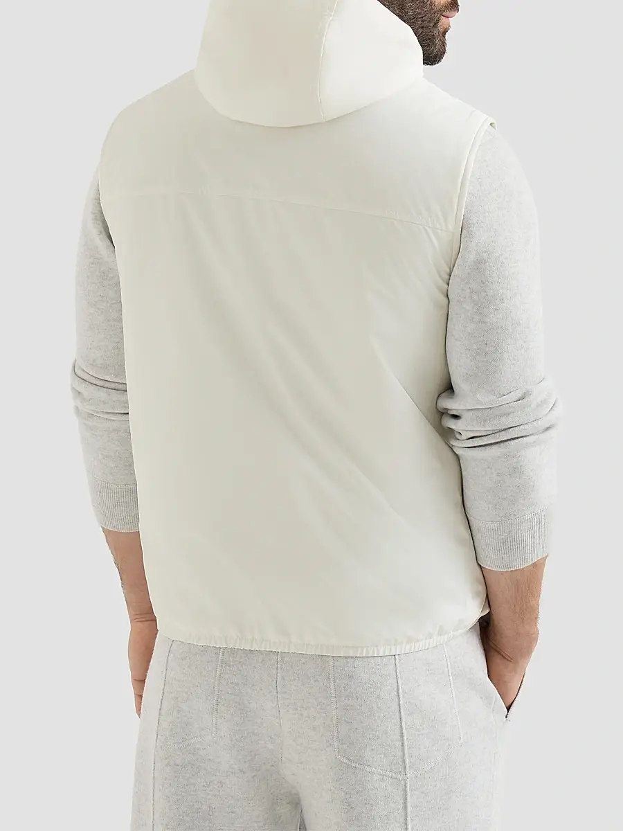 Brunello Cucinelli Men's Bonded Nylon Hooded Vest with Thermore Padding | Thumbnail 4 Brunello Cucinelli Men's Bonded Nylon Hooded Vest with Thermore Padding | Thumbnail 4