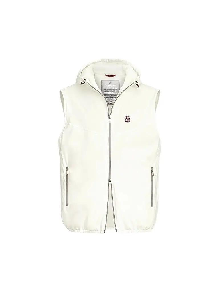 Brunello Cucinelli Men's Bonded Nylon Hooded Vest with Thermore Padding