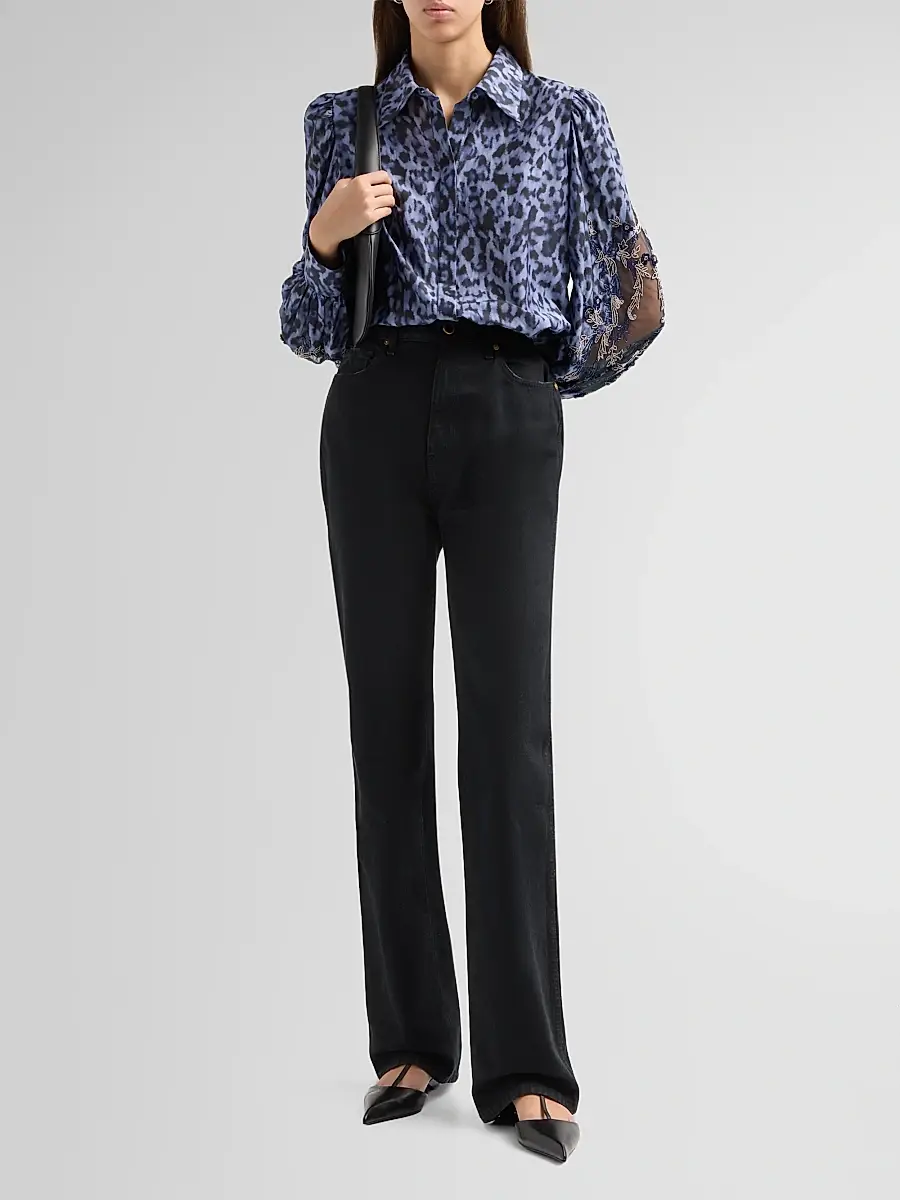 Kobi Halperin Women's Lizzie Leopard Cotton-Silk Blouse | Thumbnail 2 Kobi Halperin Women's Lizzie Leopard Cotton-Silk Blouse | Thumbnail 2
