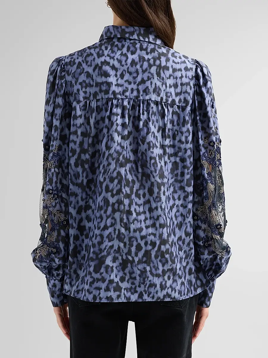 Kobi Halperin Women's Lizzie Leopard Cotton-Silk Blouse | Thumbnail 3 Kobi Halperin Women's Lizzie Leopard Cotton-Silk Blouse | Thumbnail 3