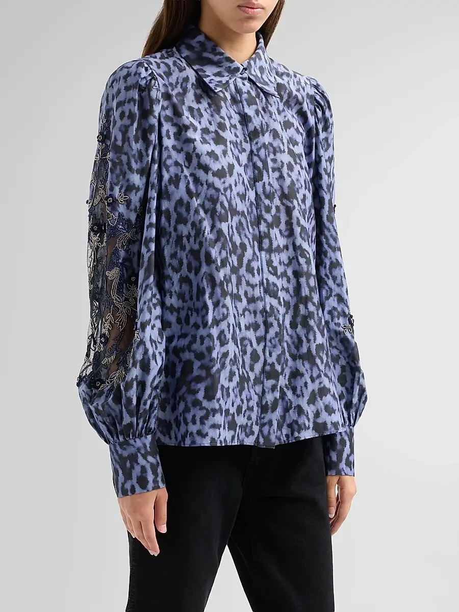 Kobi Halperin Women's Lizzie Leopard Cotton-Silk Blouse | Thumbnail 4 Kobi Halperin Women's Lizzie Leopard Cotton-Silk Blouse | Thumbnail 4
