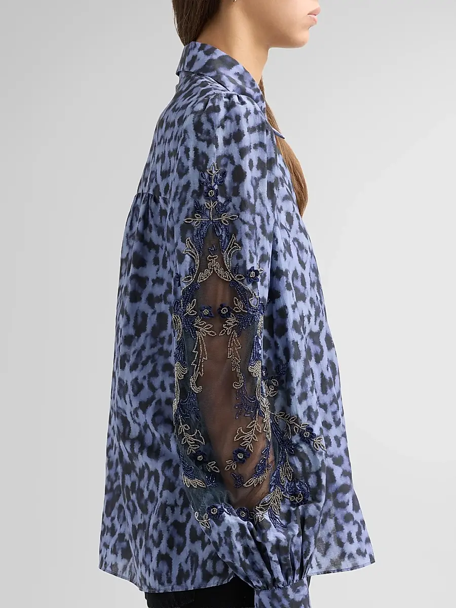 Kobi Halperin Women's Lizzie Leopard Cotton-Silk Blouse | Thumbnail 5 Kobi Halperin Women's Lizzie Leopard Cotton-Silk Blouse | Thumbnail 5