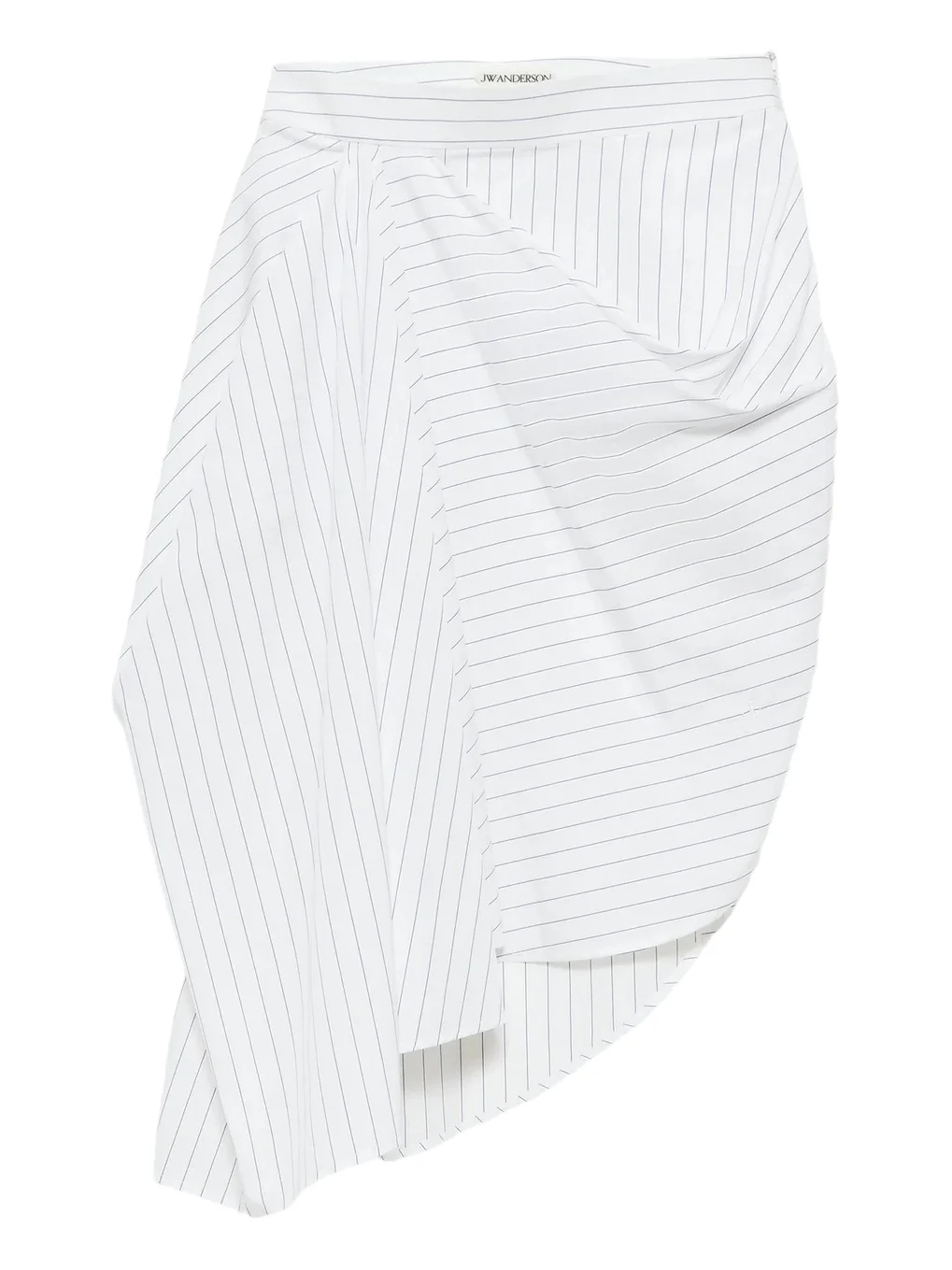 Women's Asymmetric Pinstriped Draped Cotton Midi Skirt Women's Asymmetric Pinstriped Draped Cotton Midi Skirt