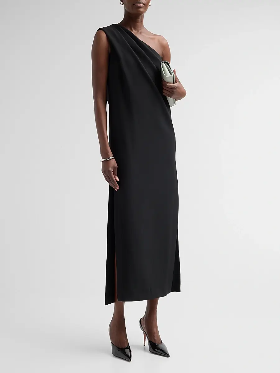 PRABAL GURUNG Women's Draped Stretch-Crepe One-Shoulder Midi Dress | Thumbnail 2 PRABAL GURUNG Women's Draped Stretch-Crepe One-Shoulder Midi Dress | Thumbnail 2