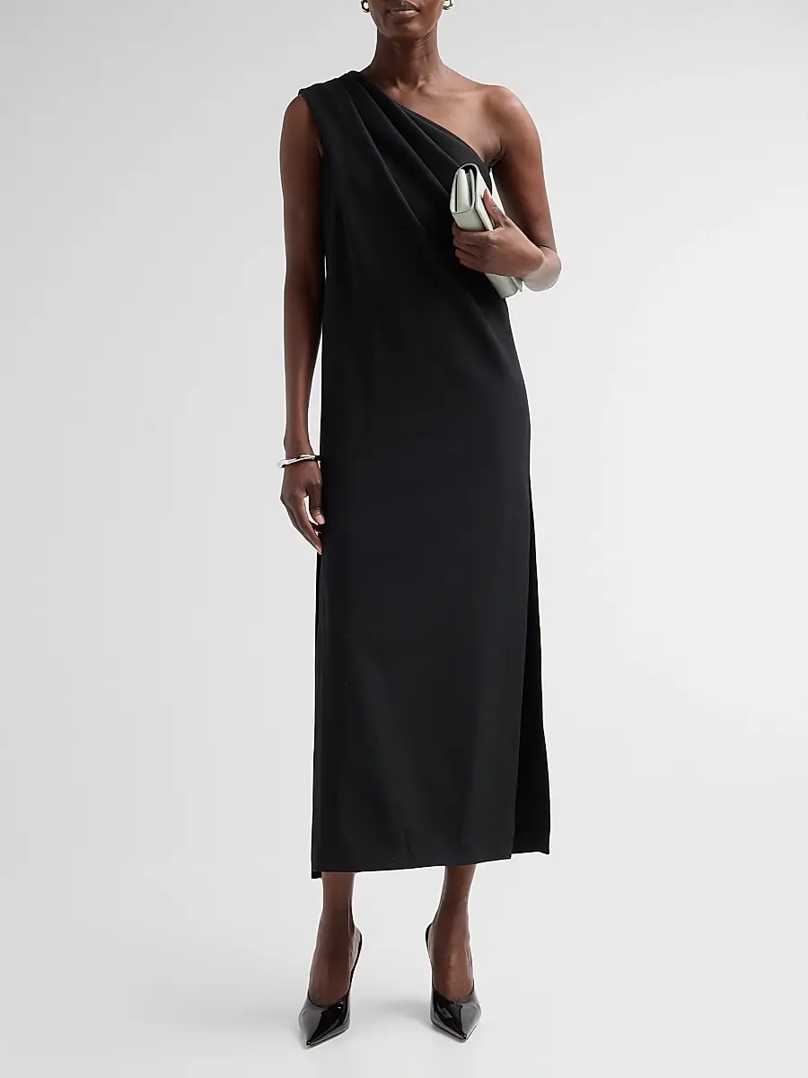 PRABAL GURUNG Women's Draped Stretch-Crepe One-Shoulder Midi Dress | Thumbnail 4 PRABAL GURUNG Women's Draped Stretch-Crepe One-Shoulder Midi Dress | Thumbnail 4