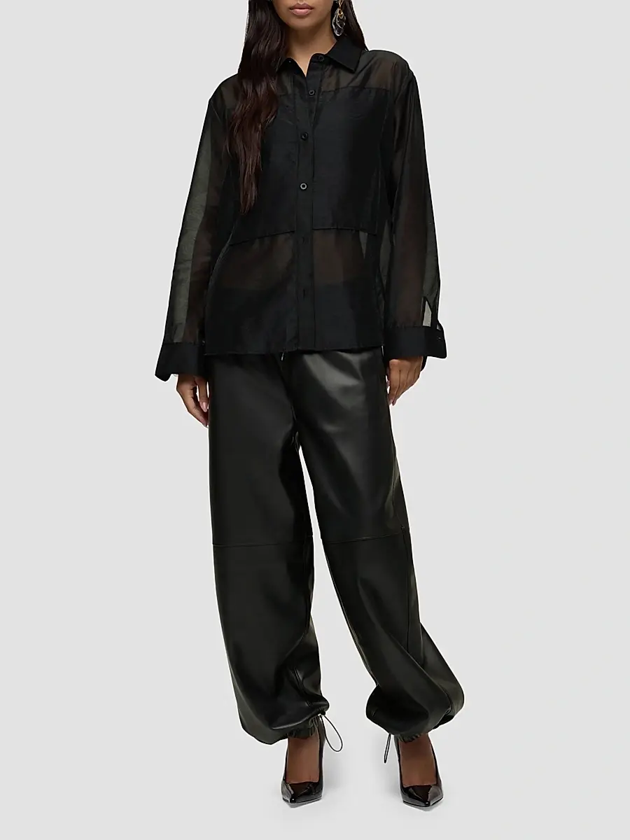 Hudson Jeans Women's Sheer Oversized Button-Front Shirt | Thumbnail 2 Hudson Jeans Women's Sheer Oversized Button-Front Shirt | Thumbnail 2