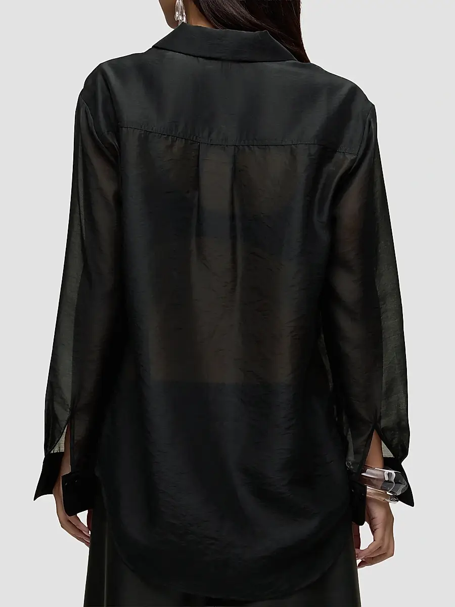 Hudson Jeans Women's Sheer Oversized Button-Front Shirt | Thumbnail 3 Hudson Jeans Women's Sheer Oversized Button-Front Shirt | Thumbnail 3