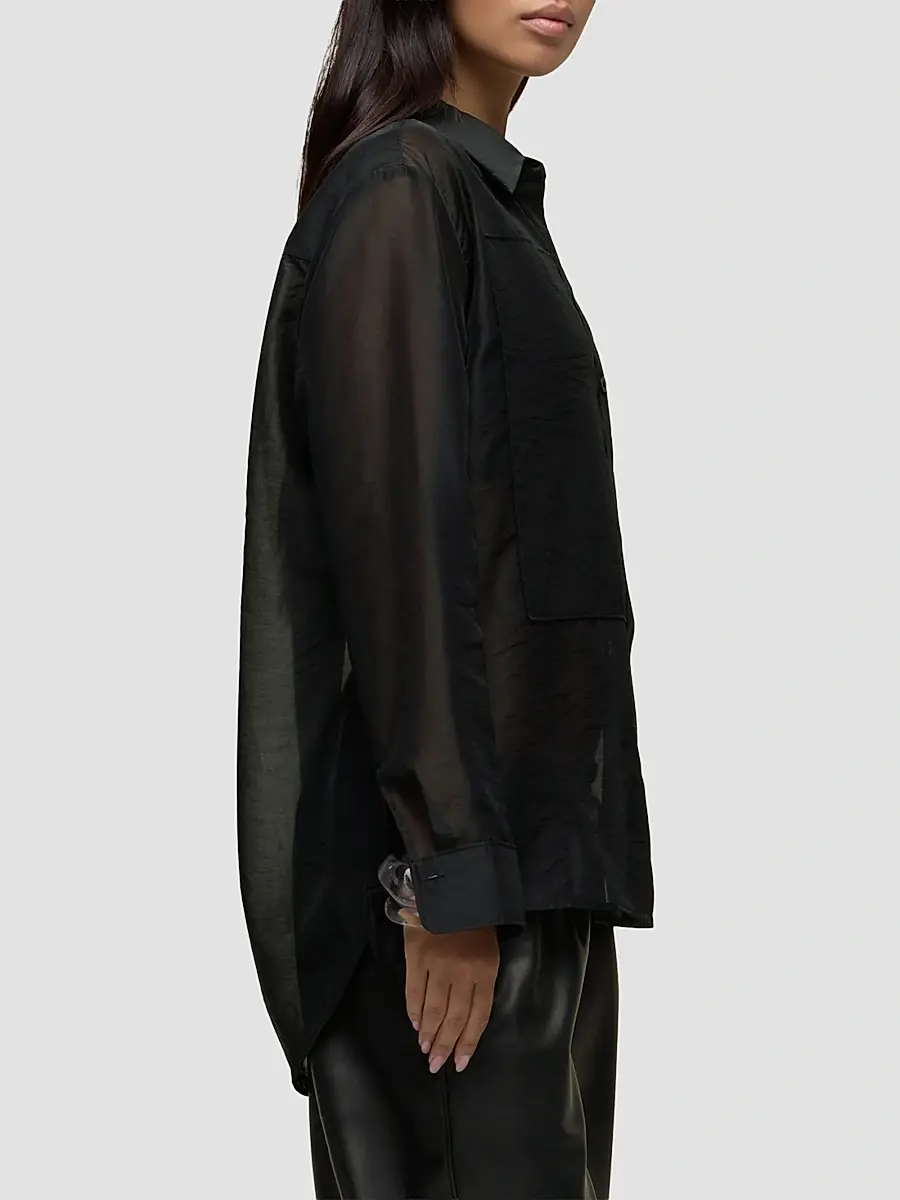 Hudson Jeans Women's Sheer Oversized Button-Front Shirt | Thumbnail 5 Hudson Jeans Women's Sheer Oversized Button-Front Shirt | Thumbnail 5
