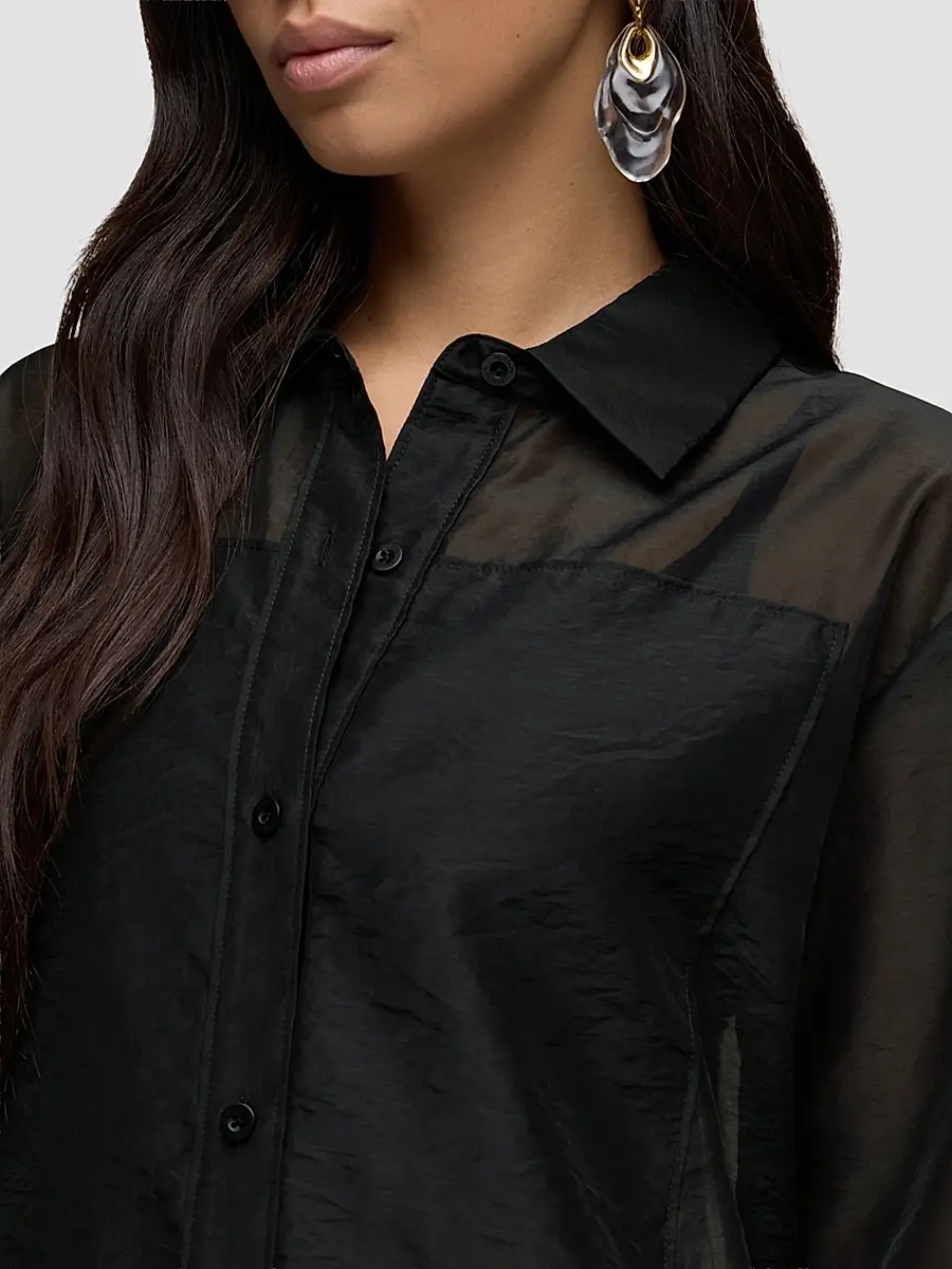 Hudson Jeans Women's Sheer Oversized Button-Front Shirt | Thumbnail 6 Hudson Jeans Women's Sheer Oversized Button-Front Shirt | Thumbnail 6