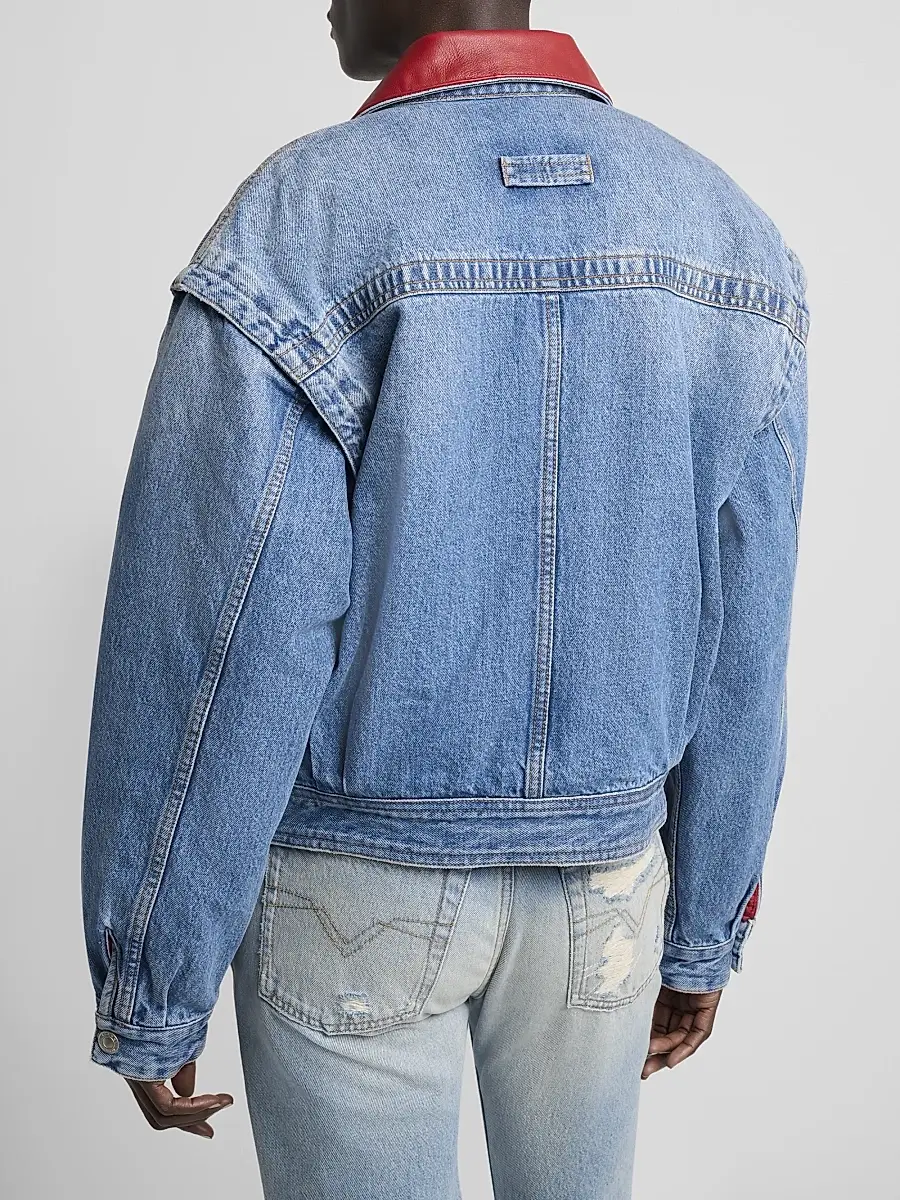 Isabel Marant Women's Devyn Leather-Trim Denim Jacket | Thumbnail 3 Isabel Marant Women's Devyn Leather-Trim Denim Jacket | Thumbnail 3