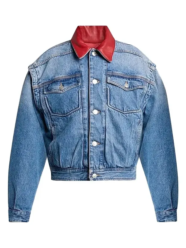 Women's Devyn Leather-Trim Denim Jacket Women's Devyn Leather-Trim Denim Jacket