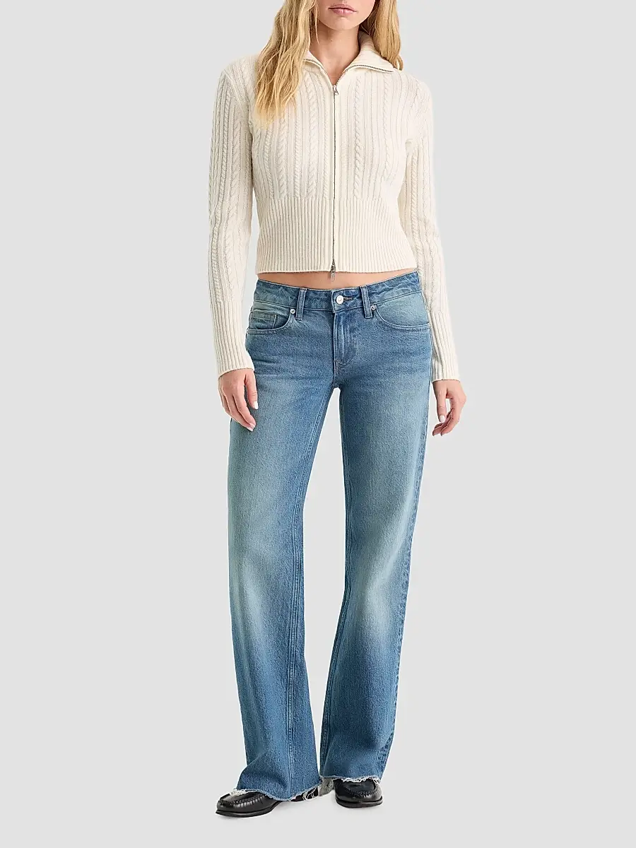 GOOD AMERICAN Women's The Cable Cashmere-Wool Zip-Front Sweater | Thumbnail 2 GOOD AMERICAN Women's The Cable Cashmere-Wool Zip-Front Sweater | Thumbnail 2