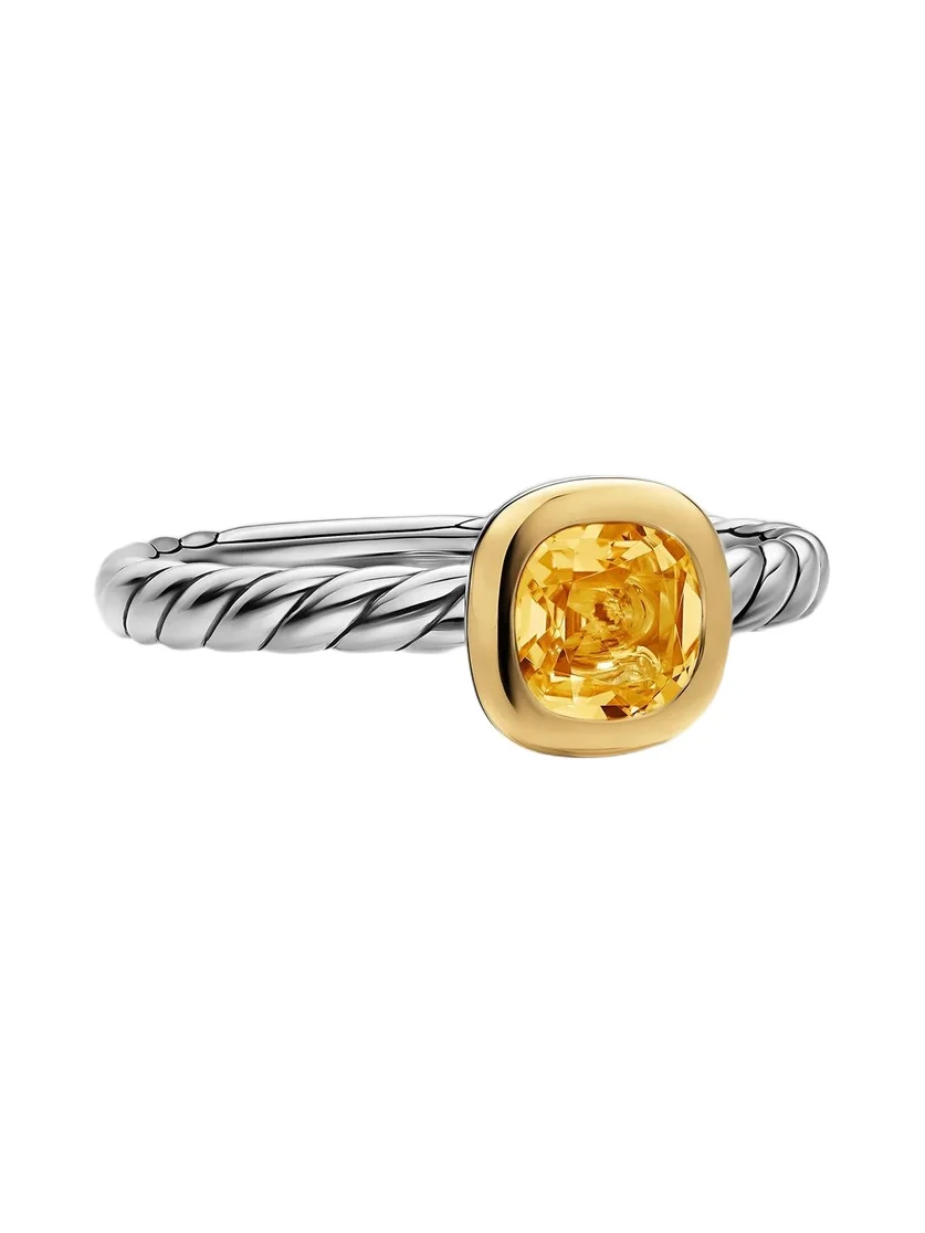 David Yurman Women's DY Mercer Color Cable Ring in Sterling Silver - Citrine