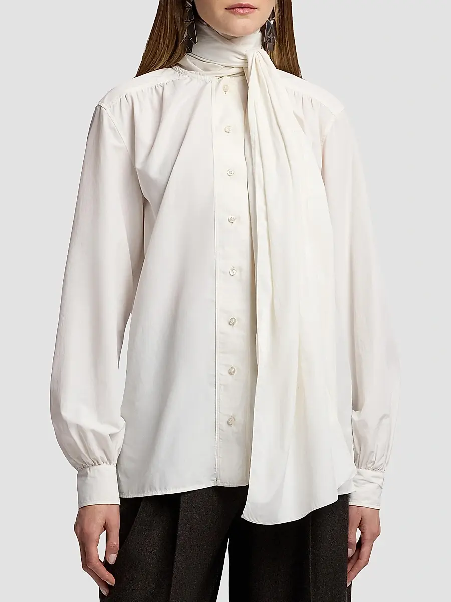 Ralph Lauren Collection Women's Dara Tieneck Poplin Blouse | Thumbnail 4 Ralph Lauren Collection Women's Dara Tieneck Poplin Blouse | Thumbnail 4