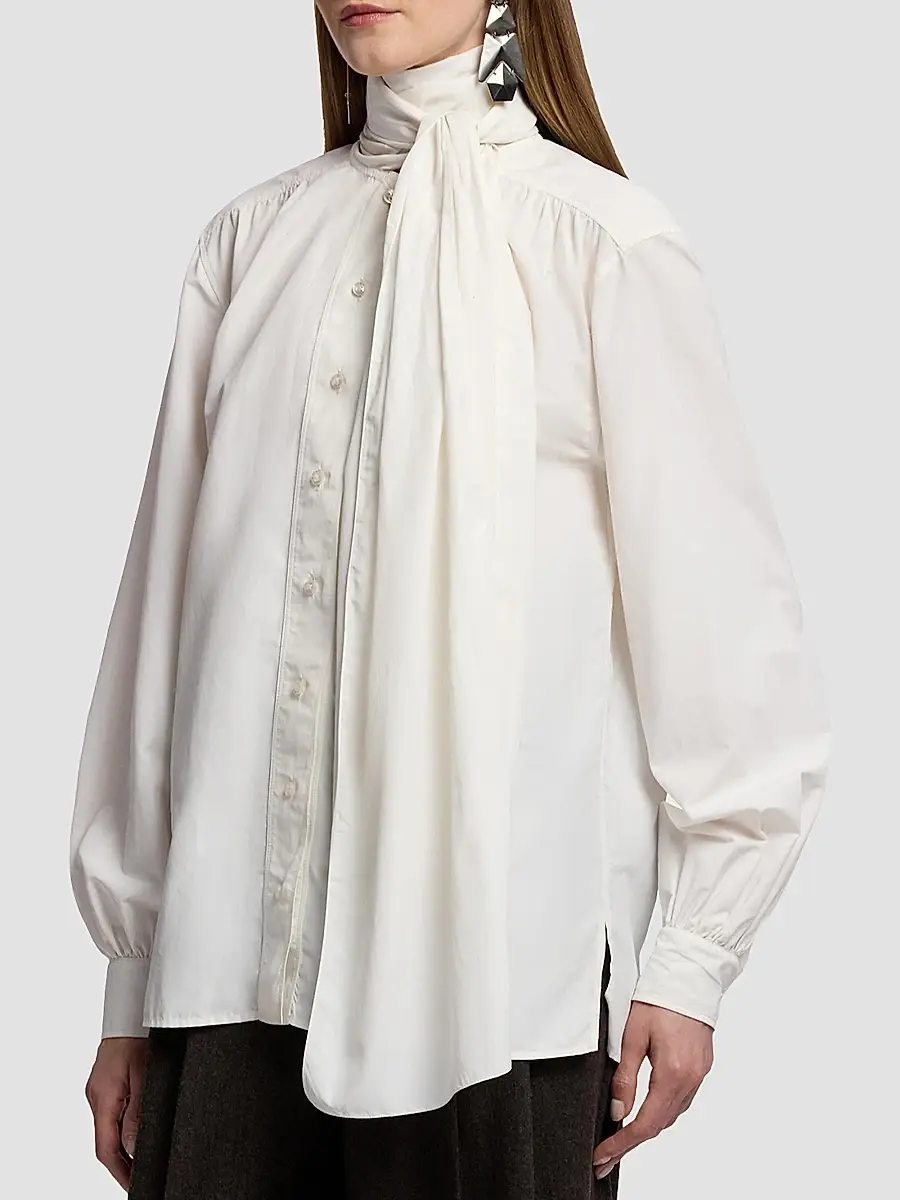 Ralph Lauren Collection Women's Dara Tieneck Poplin Blouse | Thumbnail 5 Ralph Lauren Collection Women's Dara Tieneck Poplin Blouse | Thumbnail 5
