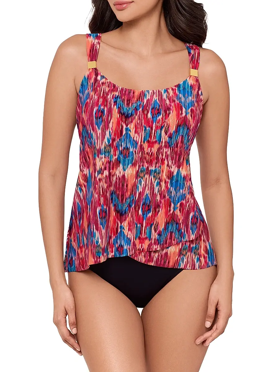 Miraclesuit Swim Women's Ikat Dorado Dazzle Printed Tankini Top | Thumbnail 2 Miraclesuit Swim Women's Ikat Dorado Dazzle Printed Tankini Top | Thumbnail 2