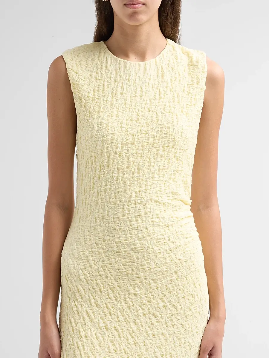 Vince Women's Textured Jersey Ruched Midi Dress | Thumbnail 5 Vince Women's Textured Jersey Ruched Midi Dress | Thumbnail 5