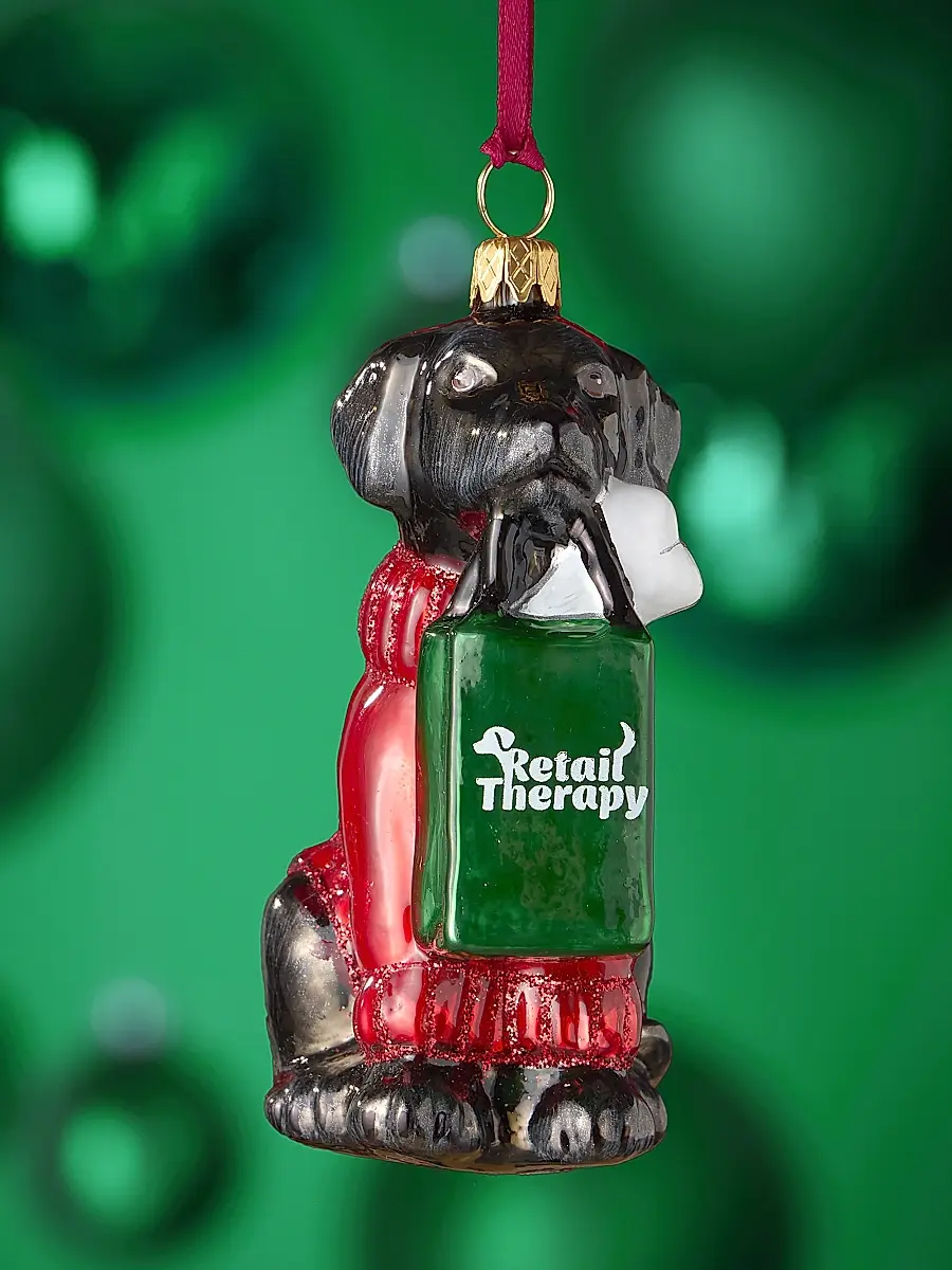 Joy To The World Retail Therapy Bag Black Lab Glass Ornament | Thumbnail 2 Joy To The World Retail Therapy Bag Black Lab Glass Ornament | Thumbnail 2