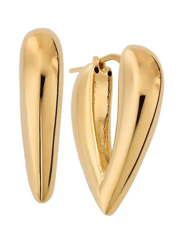 Women's 18K Yellow Gold V-Shaped Hoop Earrings Women's 18K Yellow Gold V-Shaped Hoop Earrings