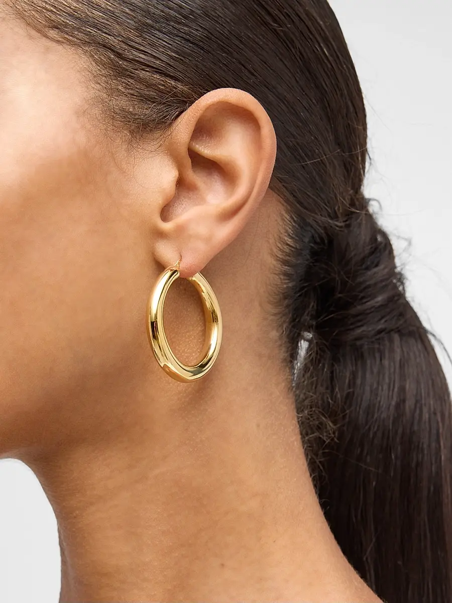 LISA NIK Women's 18K Yellow Gold Hoop Earrings | Thumbnail 2