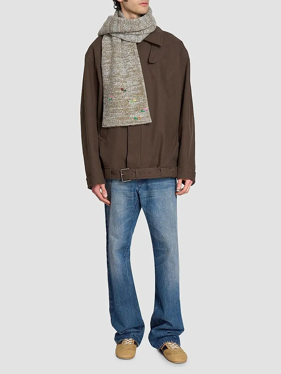 Dries Van Noten Men's Maila Floral-Embroidered Wool-Blend Scarf | Thumbnail 3 Dries Van Noten Men's Maila Floral-Embroidered Wool-Blend Scarf | Thumbnail 3