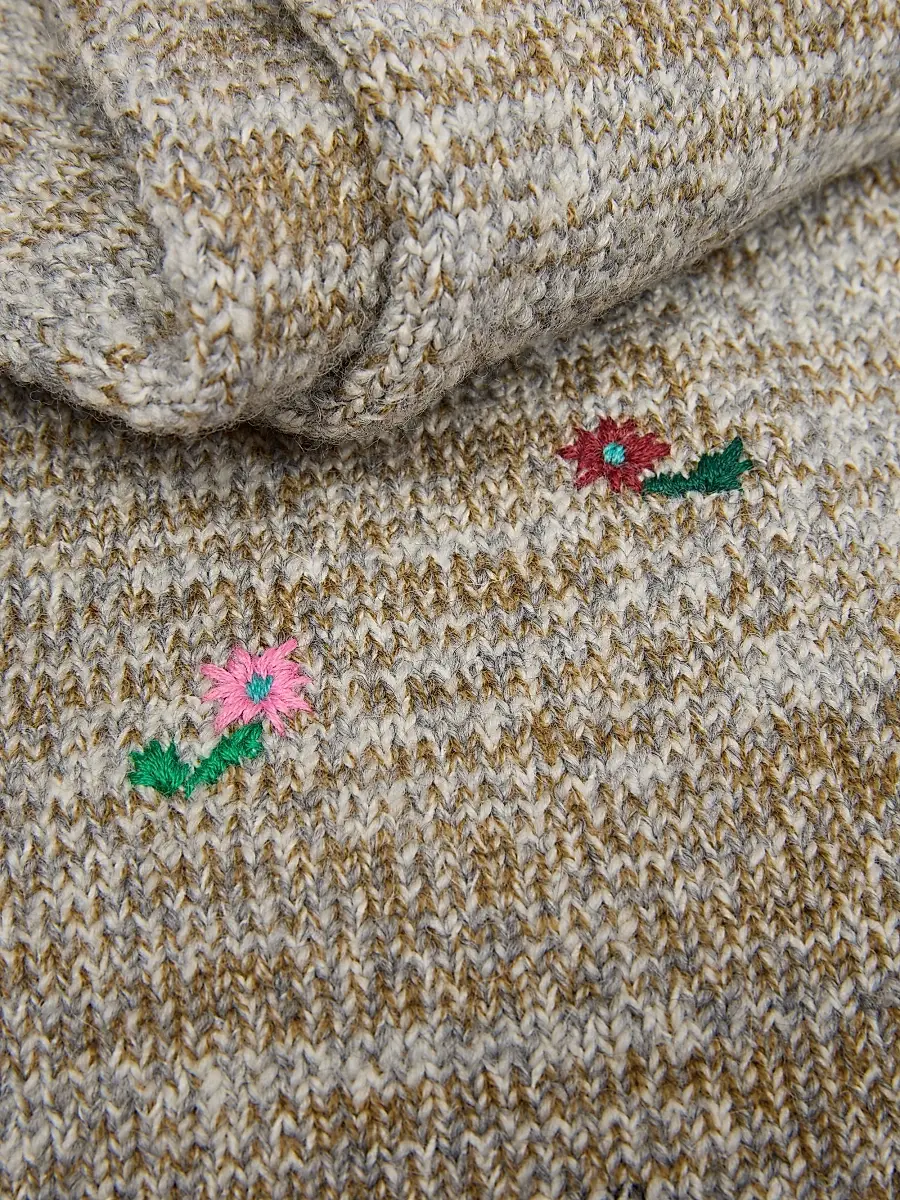 Dries Van Noten Men's Maila Floral-Embroidered Wool-Blend Scarf | Thumbnail 4 Dries Van Noten Men's Maila Floral-Embroidered Wool-Blend Scarf | Thumbnail 4