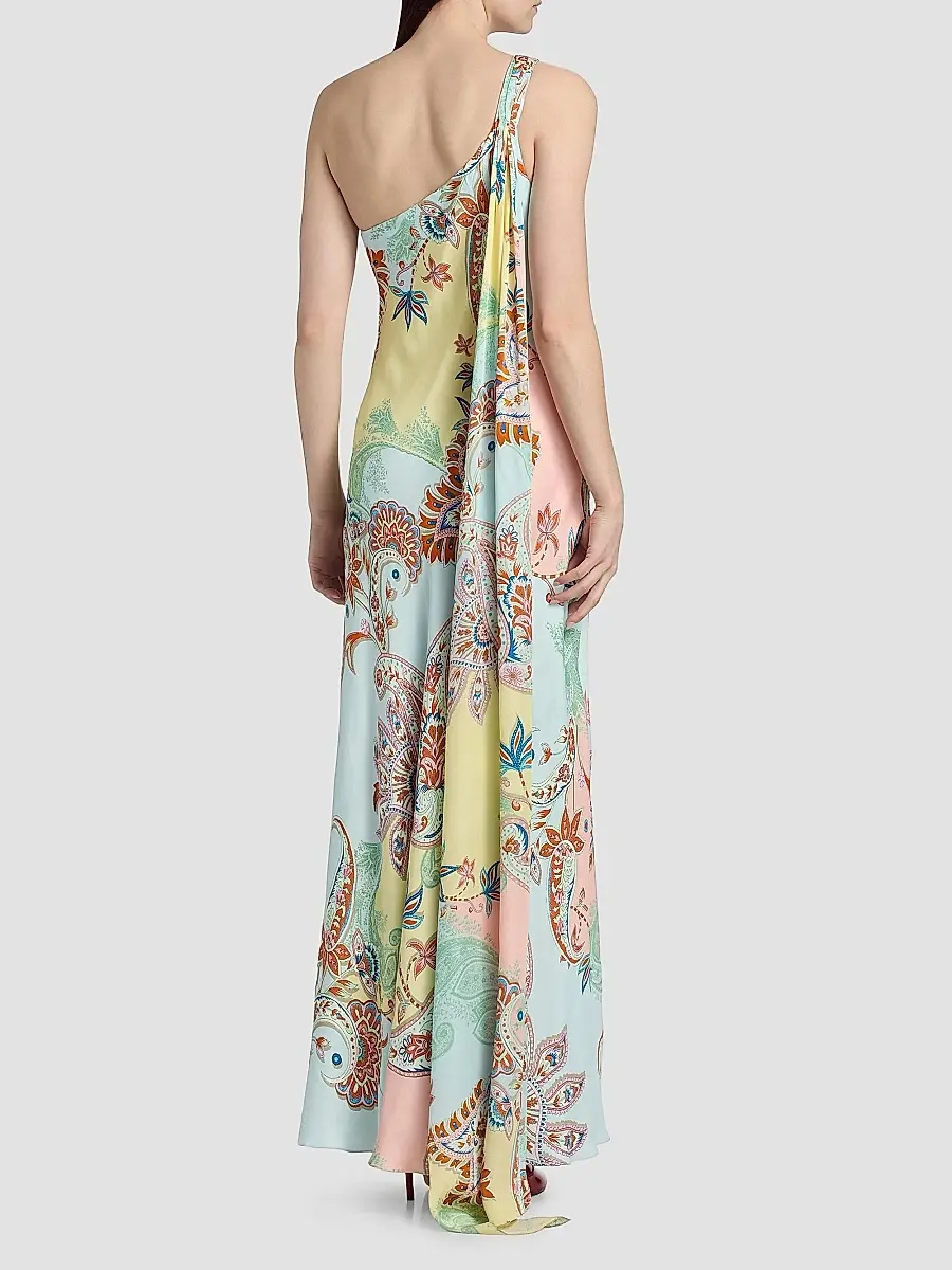 Hemant & Nandita Women's One-Shoulder Sash Paisley Maxi Dress | Thumbnail 5 Hemant & Nandita Women's One-Shoulder Sash Paisley Maxi Dress | Thumbnail 5