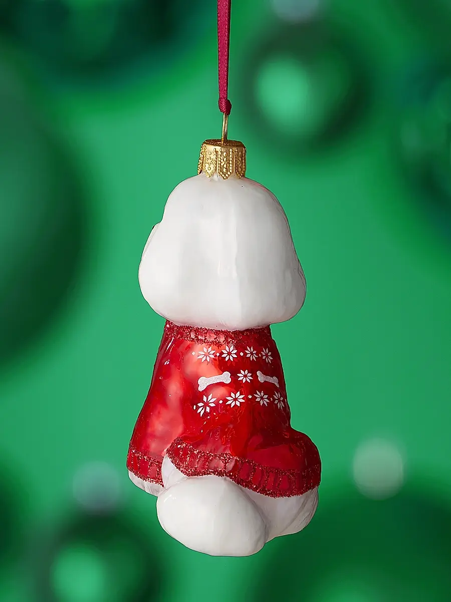 Joy To The World Bichon Frise In Nordic Sweater Glass Ornament | Thumbnail 2 Joy To The World Bichon Frise In Nordic Sweater Glass Ornament | Thumbnail 2