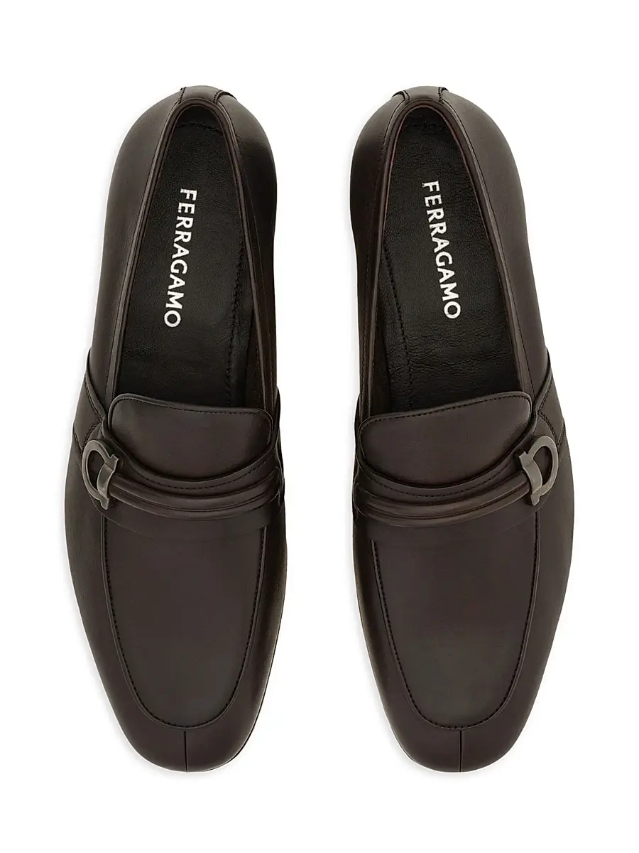 Ferragamo Men's Saddle Gancini Leather Loafers | Thumbnail 3 Ferragamo Men's Saddle Gancini Leather Loafers | Thumbnail 3