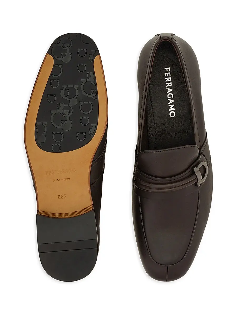 Ferragamo Men's Saddle Gancini Leather Loafers | Thumbnail 4 Ferragamo Men's Saddle Gancini Leather Loafers | Thumbnail 4