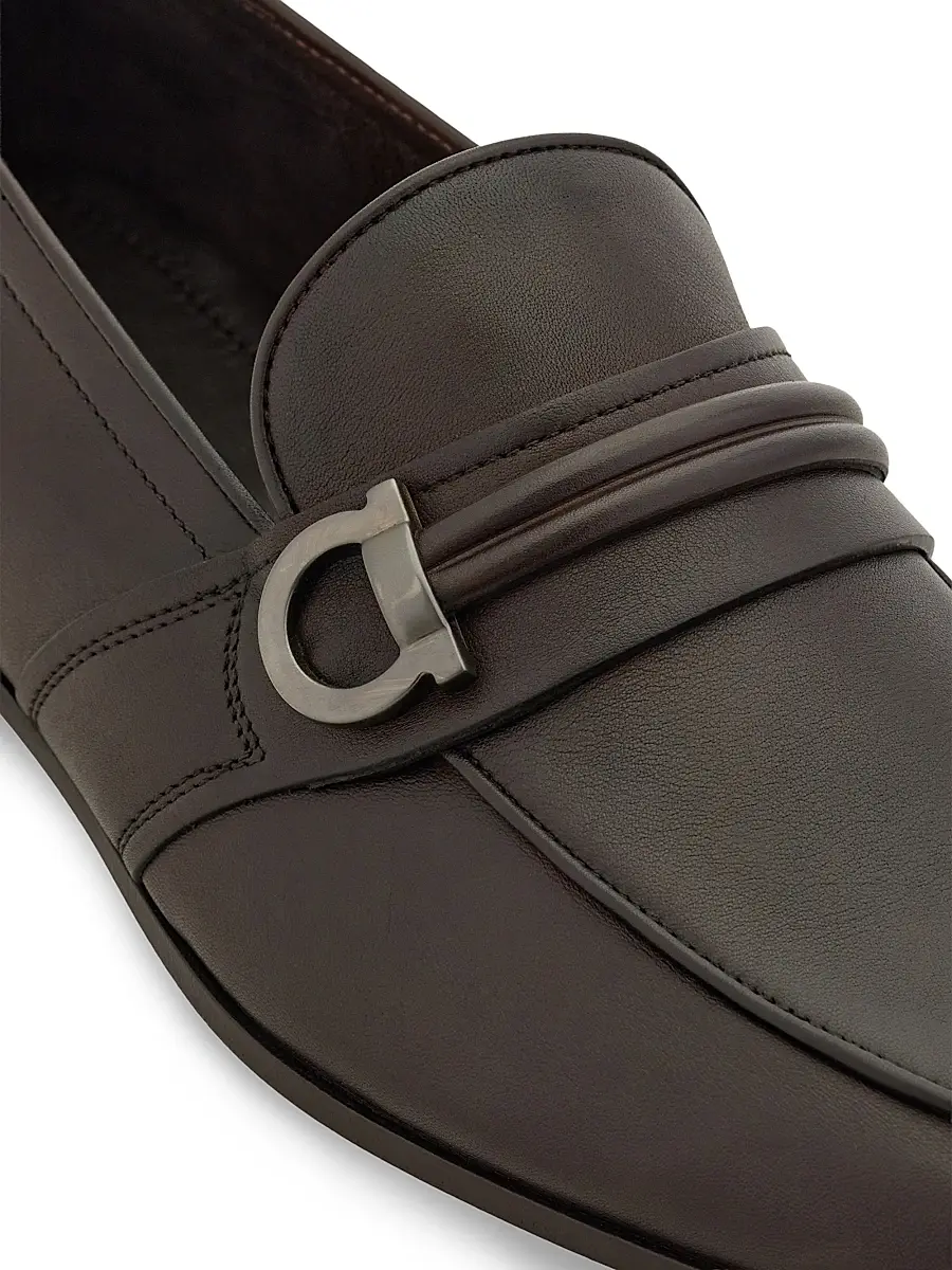 Ferragamo Men's Saddle Gancini Leather Loafers | Thumbnail 6 Ferragamo Men's Saddle Gancini Leather Loafers | Thumbnail 6