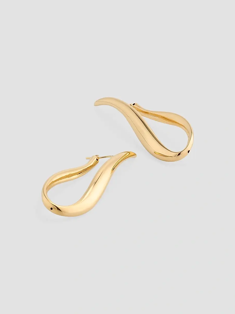 LISA NIK Women's 18K Yellow Gold Wavy Drop Earrings | Thumbnail 3